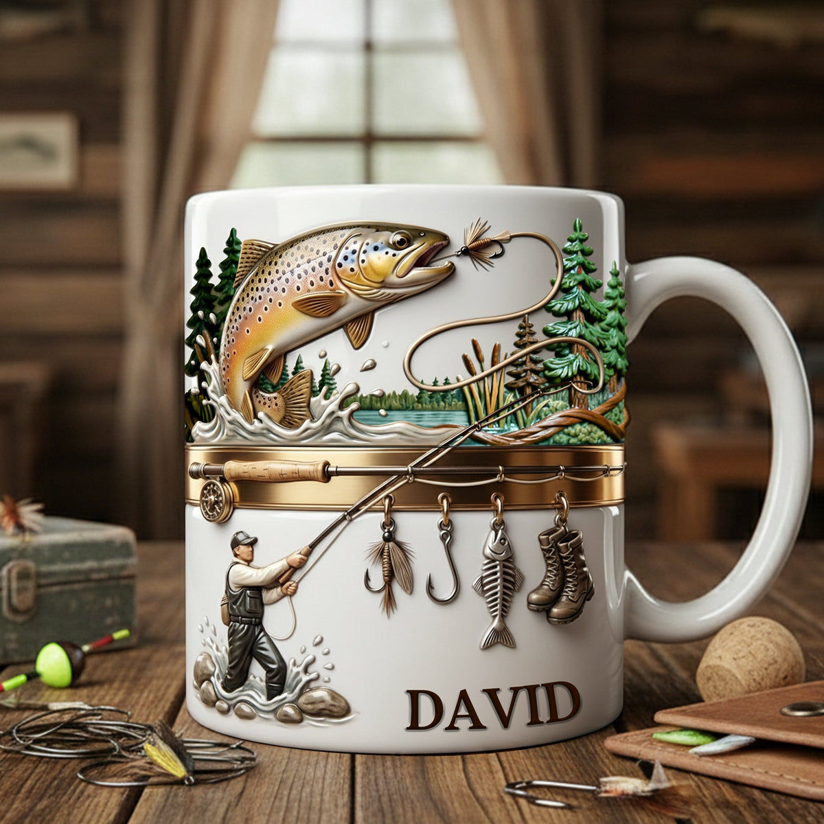 Hooked on Fishing White Coffee Mug - Personalized Gift For Fishing Lovers 02PALU201225-Homacus