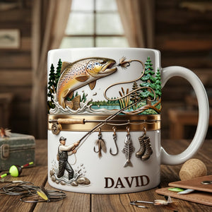 Hooked on Fishing White Coffee Mug - Personalized Gift For Fishing Lovers 02PALU201225-Homacus