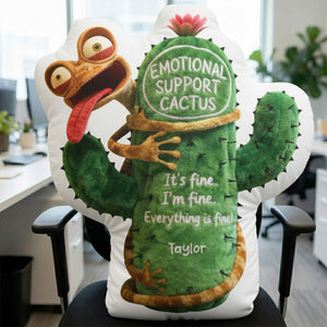 Fun Lizard Hugging Emotional Support Cactus Custom Shape Pillow - Personalized Gifts For Coworker 04qhqn221125-Homacus