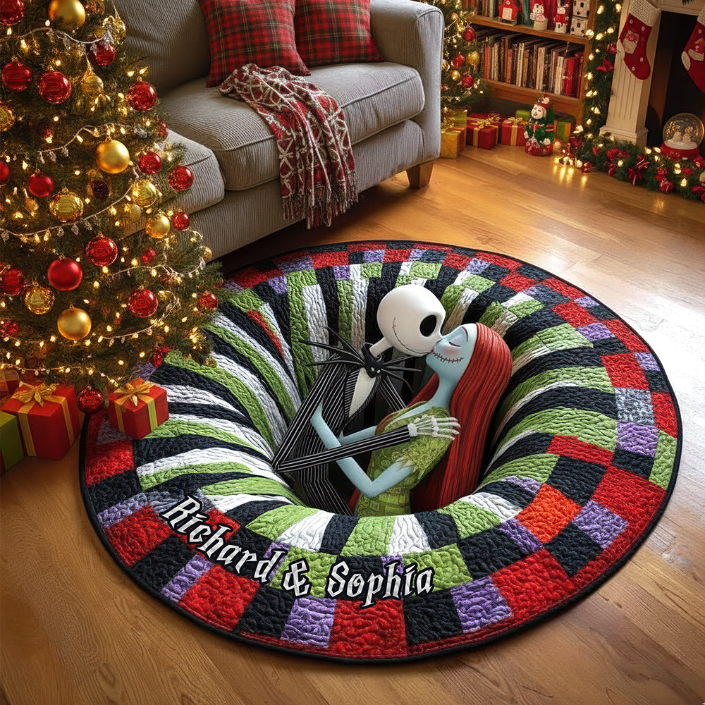 Spooky Love Quilted Round Mat - Personalized Gifts For Couple 03naqn240925-Homacus