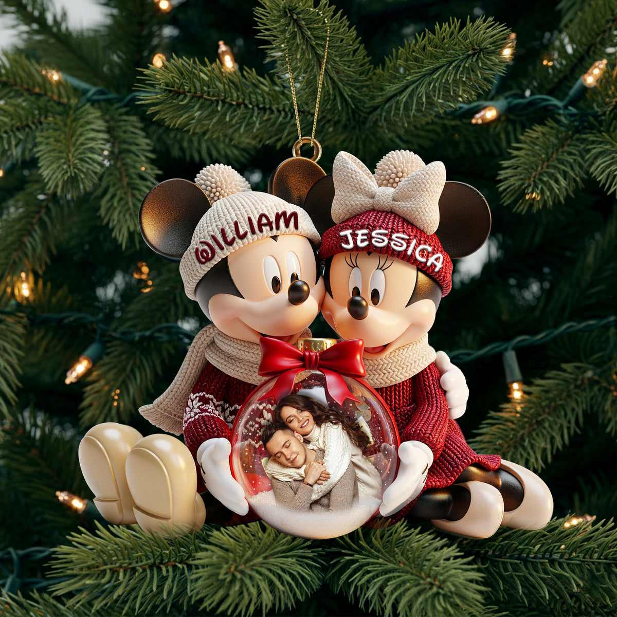 Snowy Embrace Couple Ornament - Personalized Custom Photo Gift For Couples 04PGLU031125-Homacus