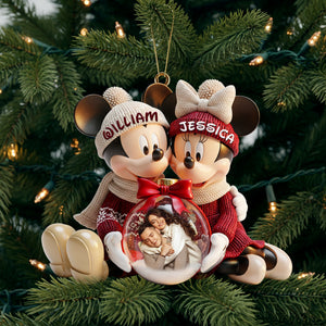 Snowy Embrace Couple Ornament - Personalized Custom Photo Gift For Couples 04PGLU031125-Homacus