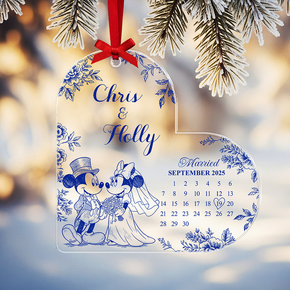 Personalized Gifts For Christmas, Couple Wedding Toile de Jouy Custom Shape Acrylic Ornament 02pgta081025-Homacus