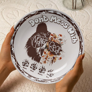 Mama Bear Ceramic Round Plate - Personalized Gift For Mom 02XQLU250325-Homacus
