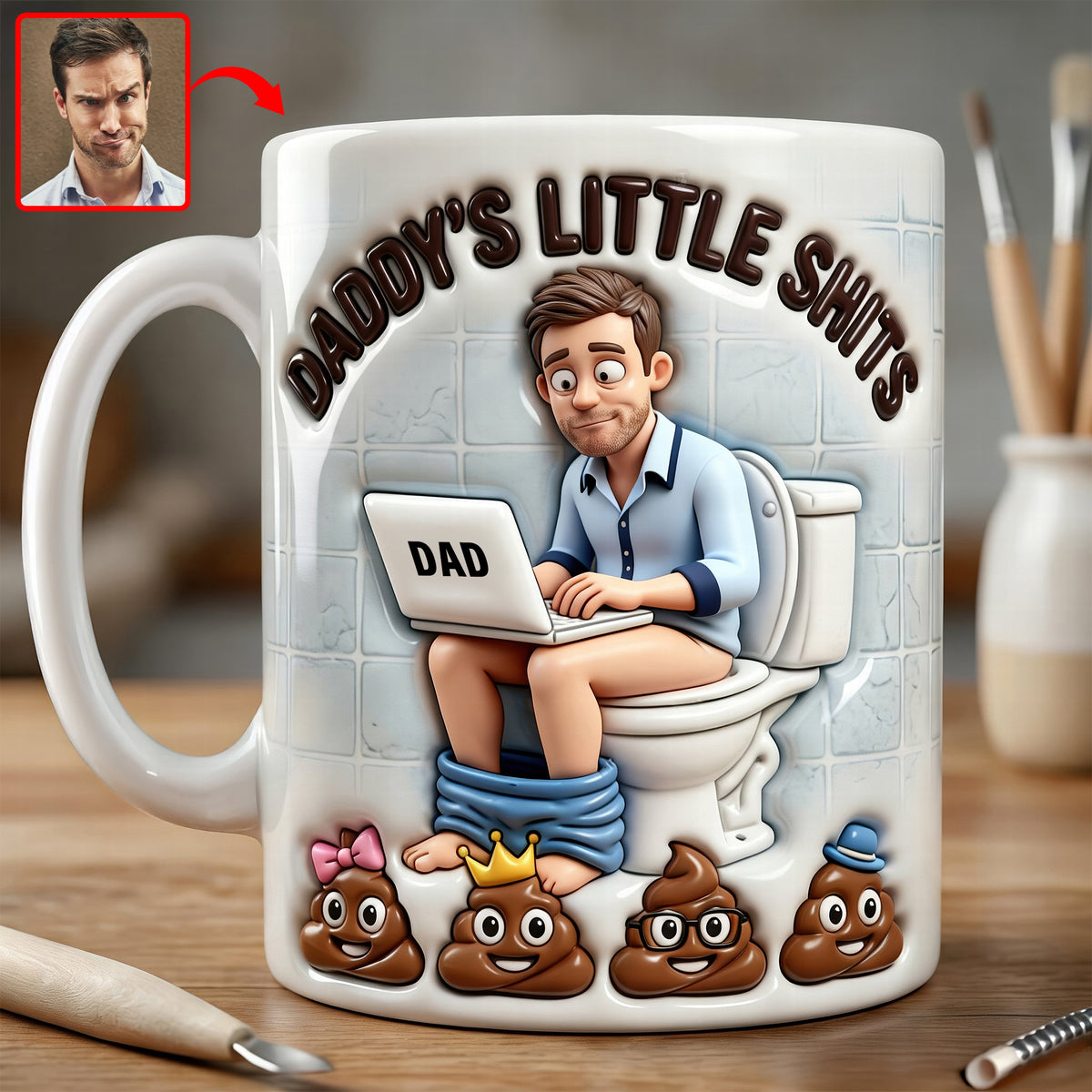 Funny Poop Dad Coffee Mug - Custom Photo Gifts For Father's Day Coffee Mug 04NAQN040326-Homacus