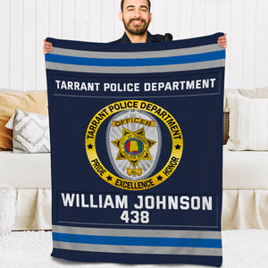 Police Department Blanket - Custom Police Department Logo Gifts For Police & Law Enforcement With Name, Number Tag 07qhqn311024-Homacus
