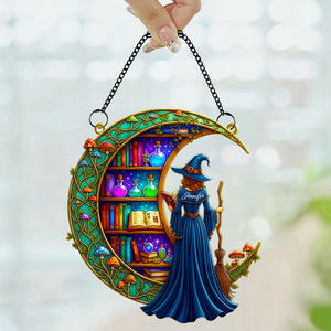 Bookshelf Moonlight Suncatcher Ornament Personalized Gifts for Book Lovers 01TODT010825-Homacus