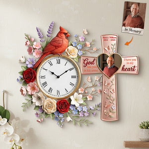 Cardinal Memorial Custom Photo Acrylic Clock - Personalized Gifts For Memorial 02kita060126-Homacus