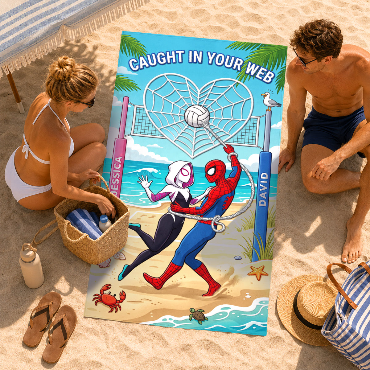 Caught My Heart Beach Towel - Personalized Gifts For Couple 01HADH220726