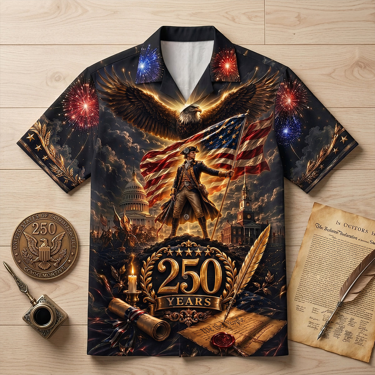 Proud American - Celebrated America 250th Anniversary Hawaiian Shirt - Personalized Gifts For Patriots 03todt090626