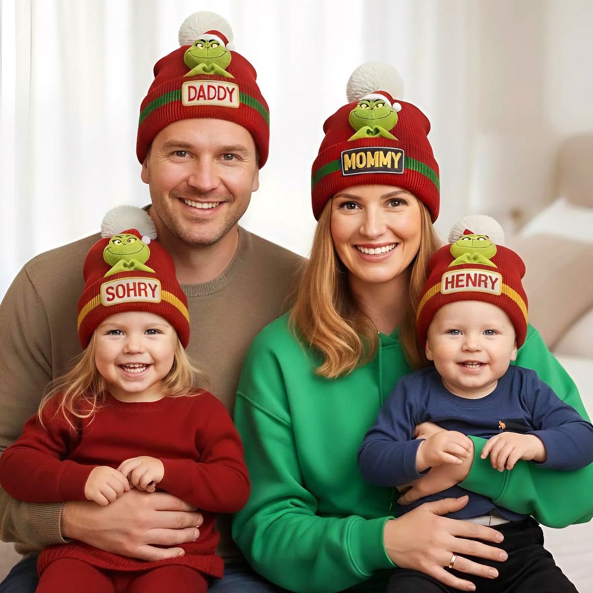Funny Christmas Bobble Beanie Hat - Personalized Gifts For Family 04naqn171025-Homacus