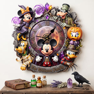 Spooky Family Acrylic Hanging Wall Clock - Personalized Gifts For Halloween 01patn070826-Homacus