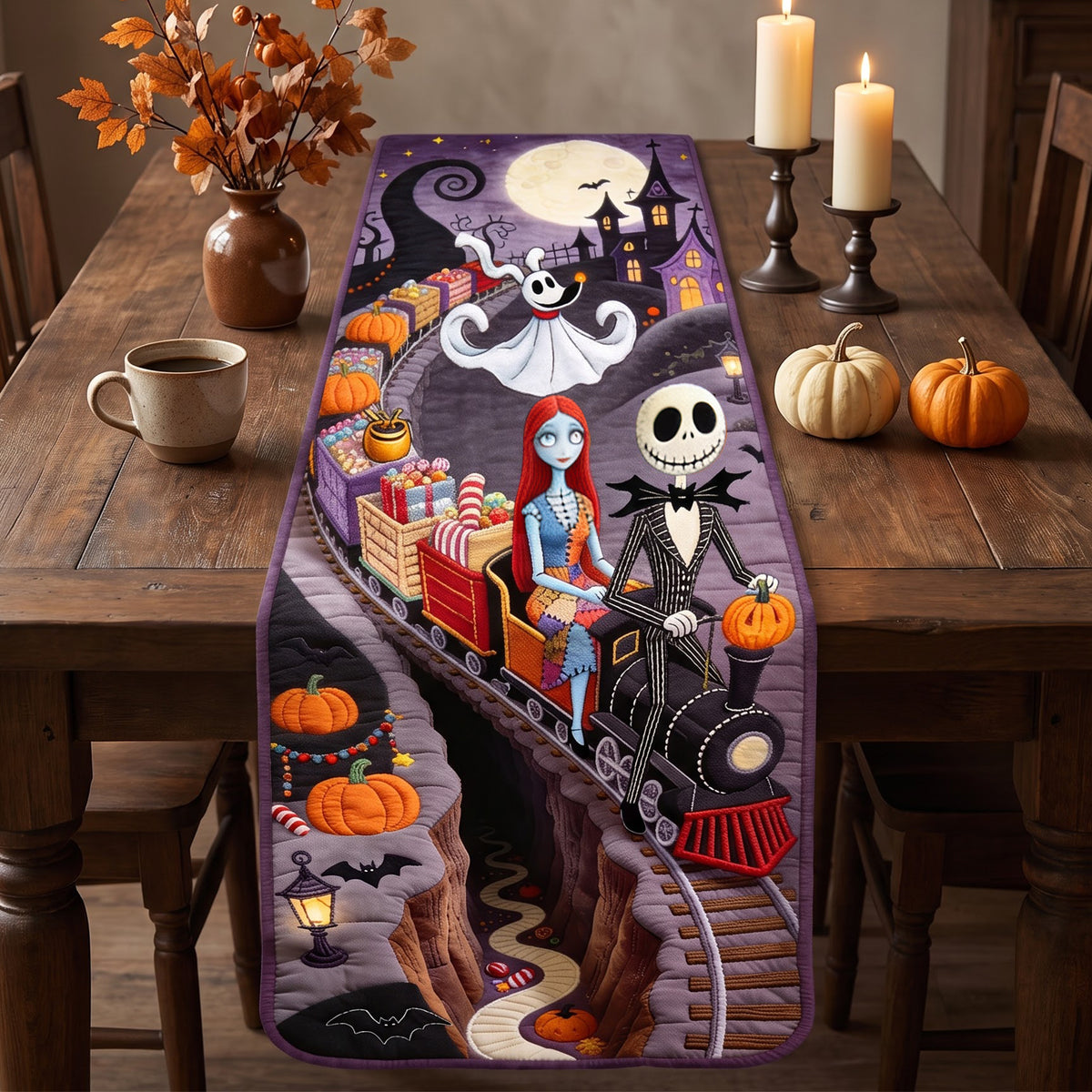 Spooky Couple Table Runner - Personalized Halloween Gifts For Couple 03haqn150826