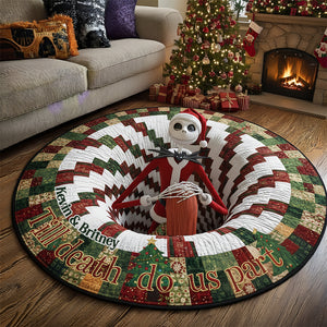 Spooky Twist Christmas Quilted Round Mat Personalized Gifts For Couple 01TGDT011025-Homacus