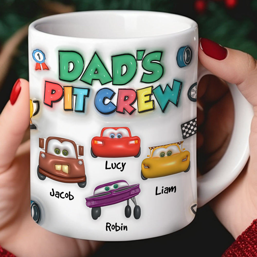 Personalized Gifts For Dad 3D Inflated Mug, Dad's Pit Crew 01kapu210824 LMQN-Homacus