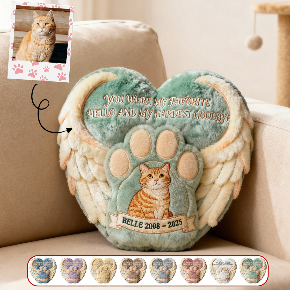 Custom Photo Heaven Dog & Cat Shaped Pillow, Personalized Keepsake To Remember Lost Pets 01qhmg191225-Homacus