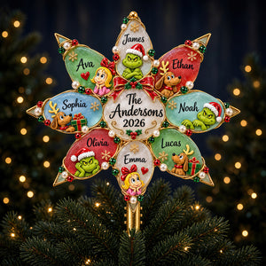Christmas Family Tree Topper - Personalized Gifts For Family Acrylic Christmas Tree Topper 02HUDT071026-Homacus