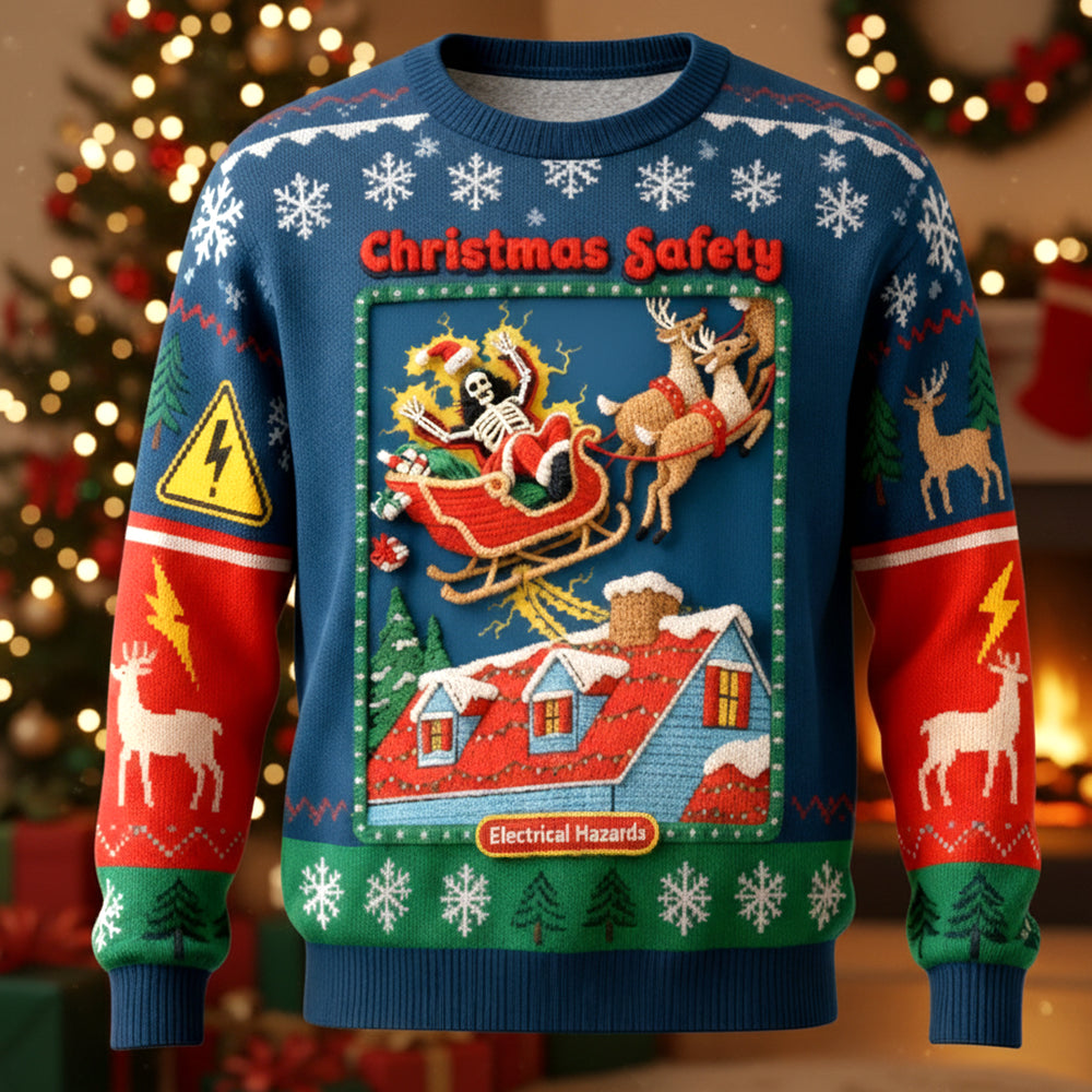 Creepy Fun Santa Electric Shock Ugly Sweater, Personalized Gifts For Christmas 05qhtn041125-Homacus