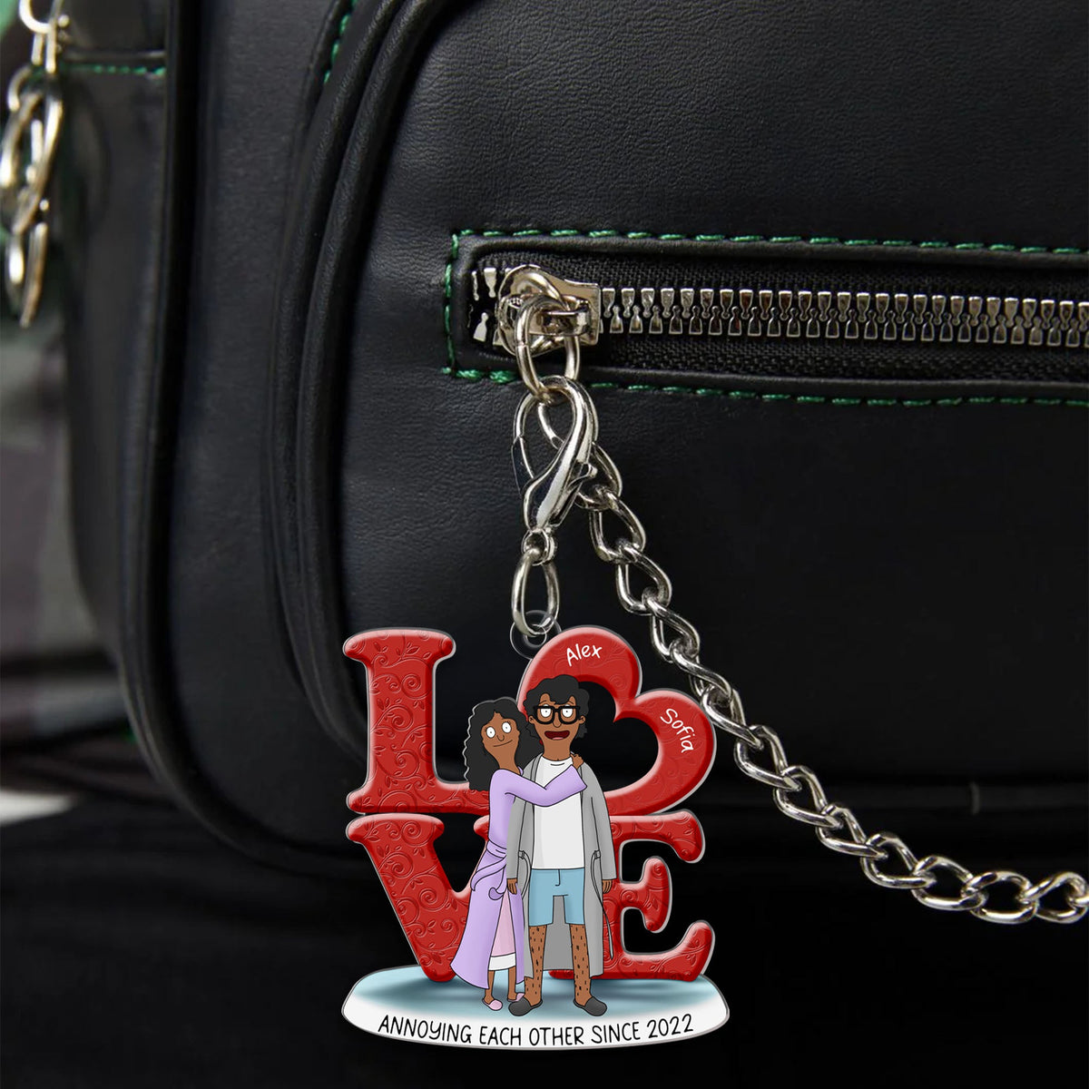 LOVE Burger Couple Keychain - Personalized Gifts 02OHMH070225HG-Homacus