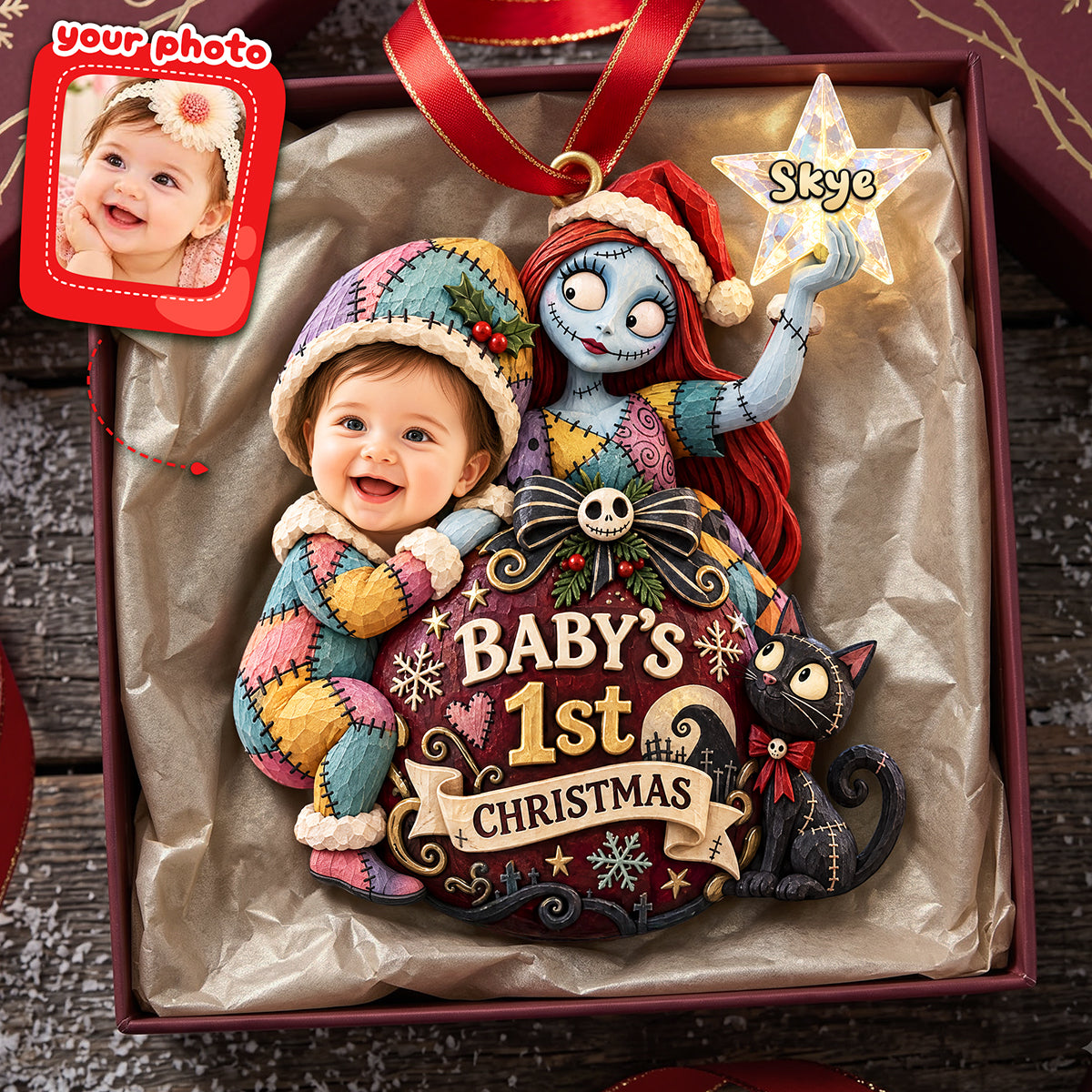 Spooky Baby's First Christmas Ornament - Custom Photo Gifts 01pata091026-Homacus