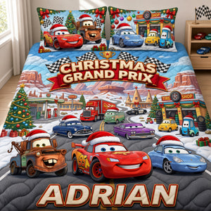 Fast Track Racing Quilted Bed Set Special Line - Personalized Gift For Racing Lovers 07TYLU221026-Homacus