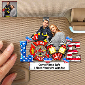 Firefighter Couple Car Visor Clip - Personalized Custom Photo Gift For Couples 04HUQN290126-Homacus