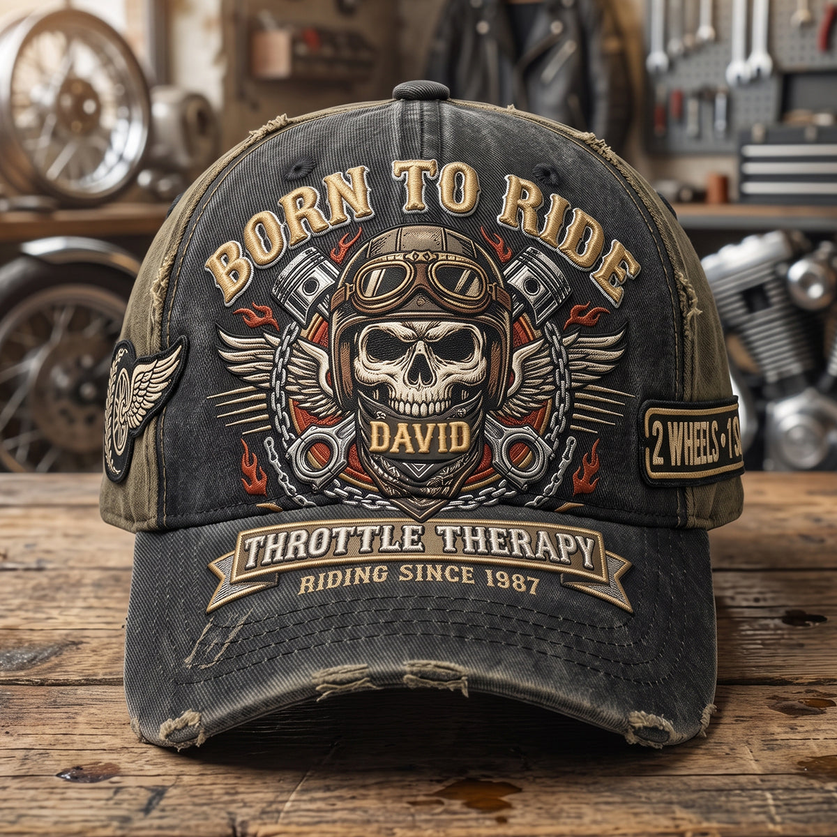 Vintage Rider Skull Classic Cap - Personalized Gifts 03hatn260626-Homacus