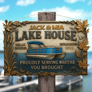 Lake House Metal Sign Personalized Gifts For Pontoon Lover Entrance Sign 02qhtn210525-Homacus