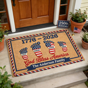 USA 250th Anniversary Foot Family Doormat - Personalized Gifts For Family 03natn030326-Homacus