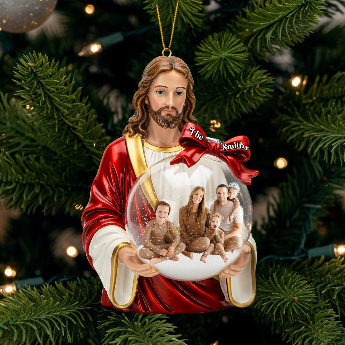 Custom Photo Jesus Ornament - Personalized Gifts For Christian Christmas Ornament 02PGLU031125-Homacus