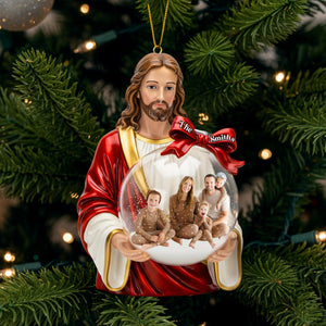 Custom Photo Jesus Ornament - Personalized Gifts For Christian Christmas Ornament 02PGLU031125-Homacus