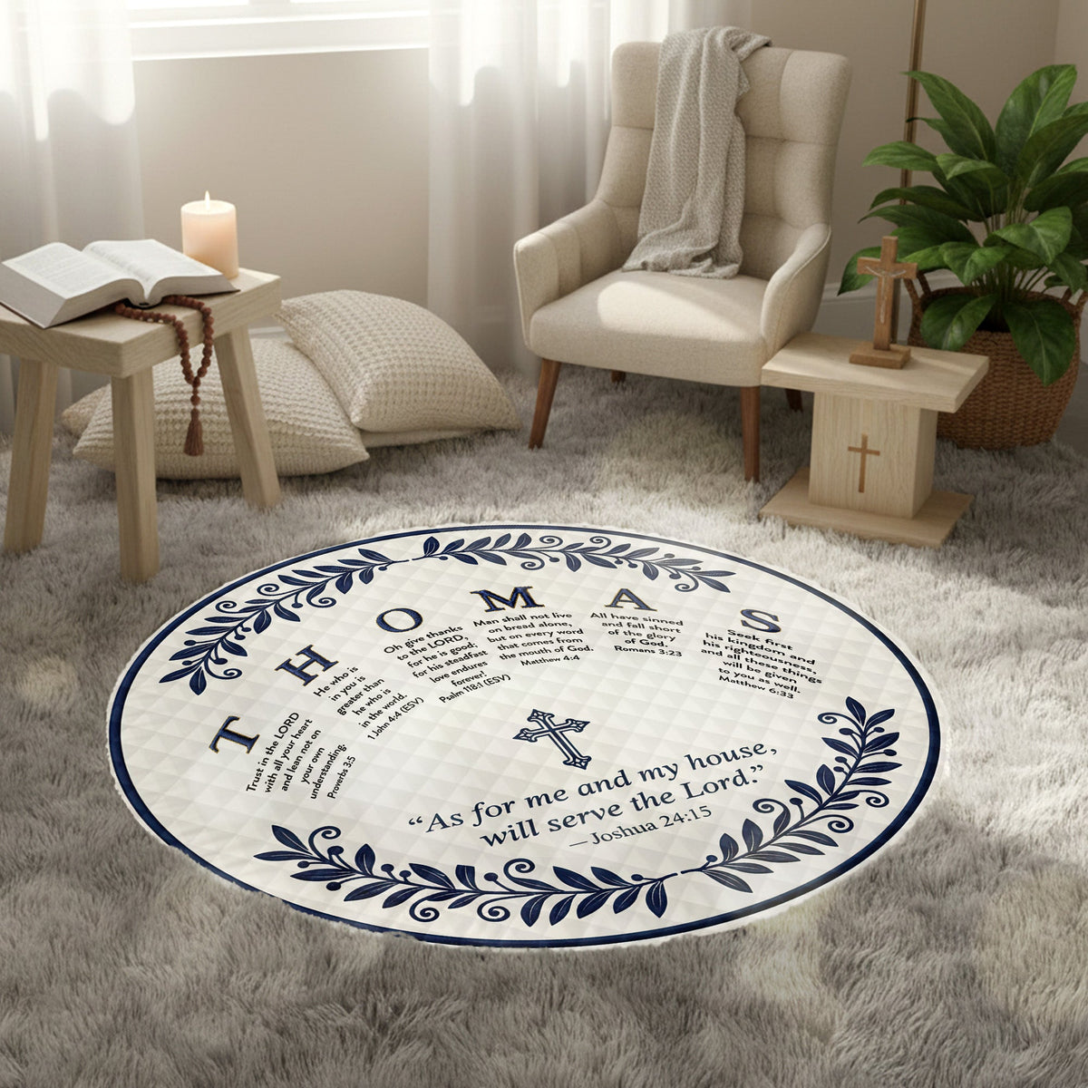 Personalized Chrismas Gifts For Christian Family Quilted Round Mat 01humg211025-Homacus