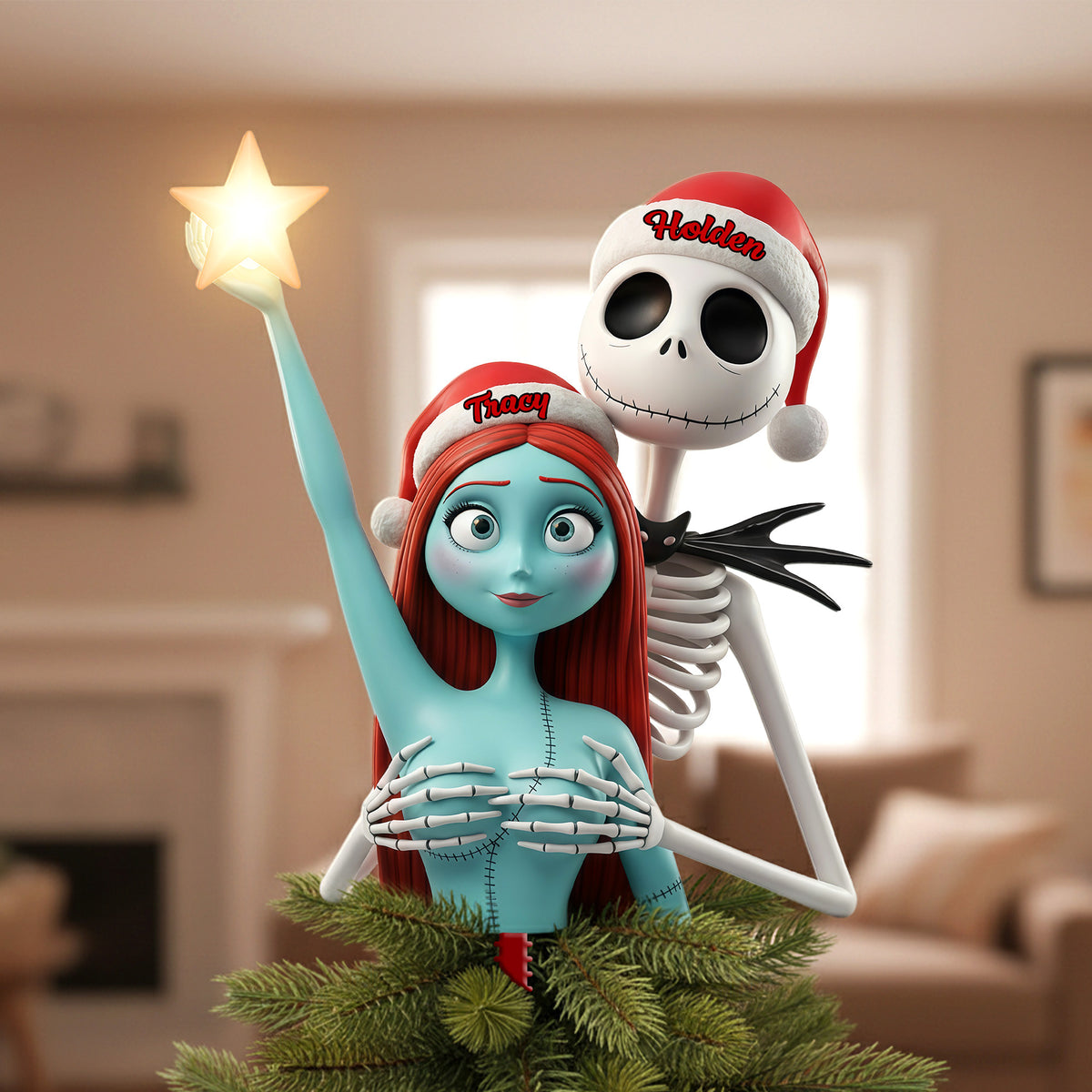 Naughty Couple Acrylic Christmas Tree Topper - Personalized Gifts For Couple 03ohmg191125-Homacus