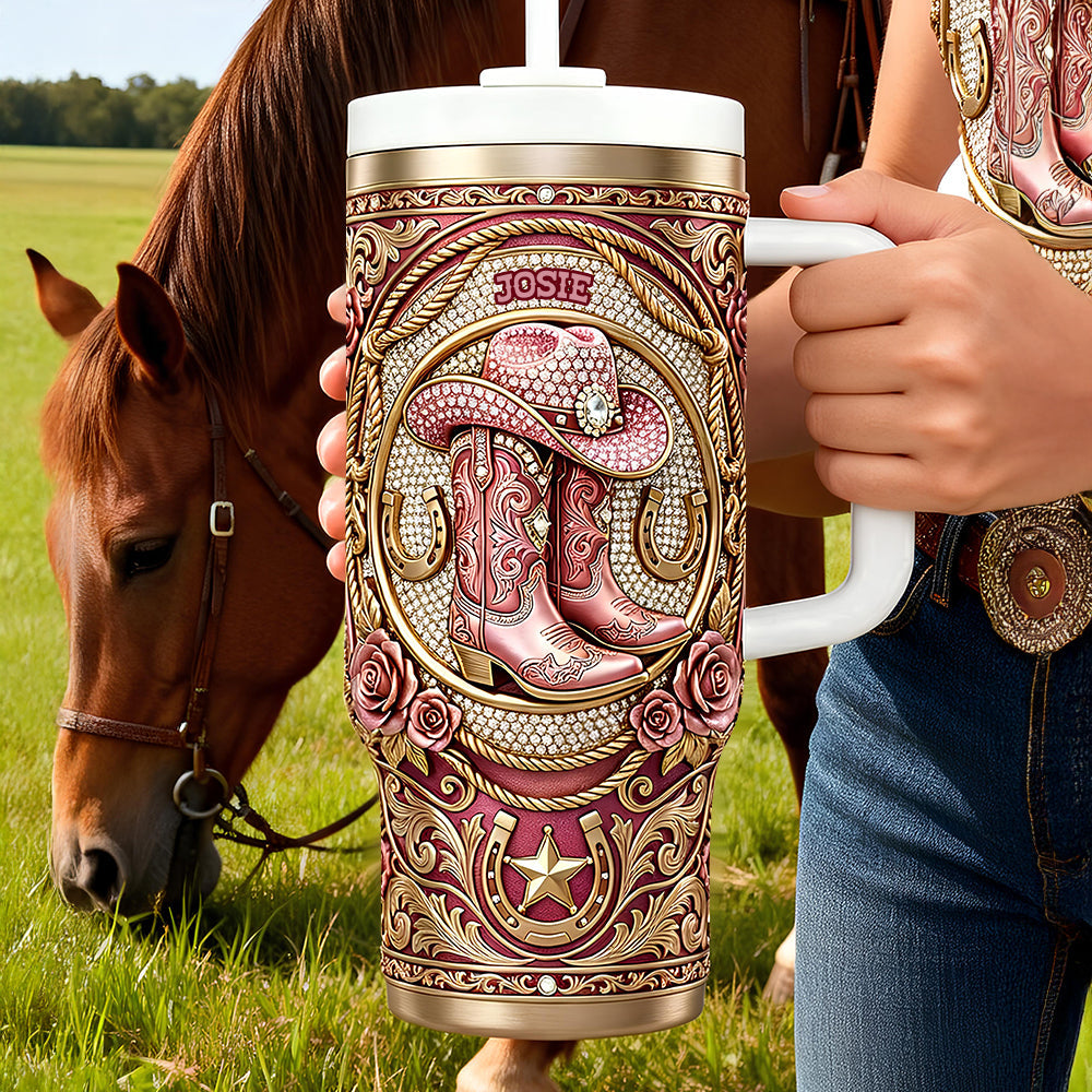 Vintage Western Cowgirl 40oz Tumbler - Personalized Gifts For Cowgirl 01NADT110226-Homacus