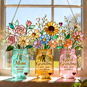 Mom Flower Suncatcher Ornament - Personalized Mothers Day Gifts 02NAQN100226-Homacus