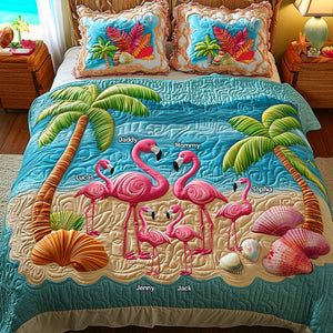 Personalized Gifts For Family Flamingo & Beach Quilt Bedding Set 06tgtn140425-Homacus