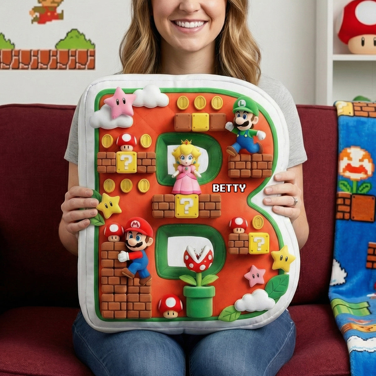 Retro Game Alphabet Pillow - Personalized Gifts For Fans Pillow 02PAQN100426-Homacus