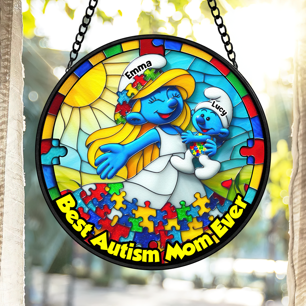 Personalized Gifts For Autism Mom Stained Glass, Blue Character 01tgpu210225-Homacus