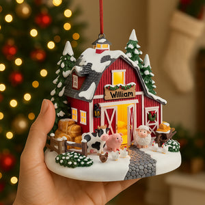 Red Barn Miniature House Acrylic Ornament Personalized Gifts For Farmer 06pgtn090825-Homacus