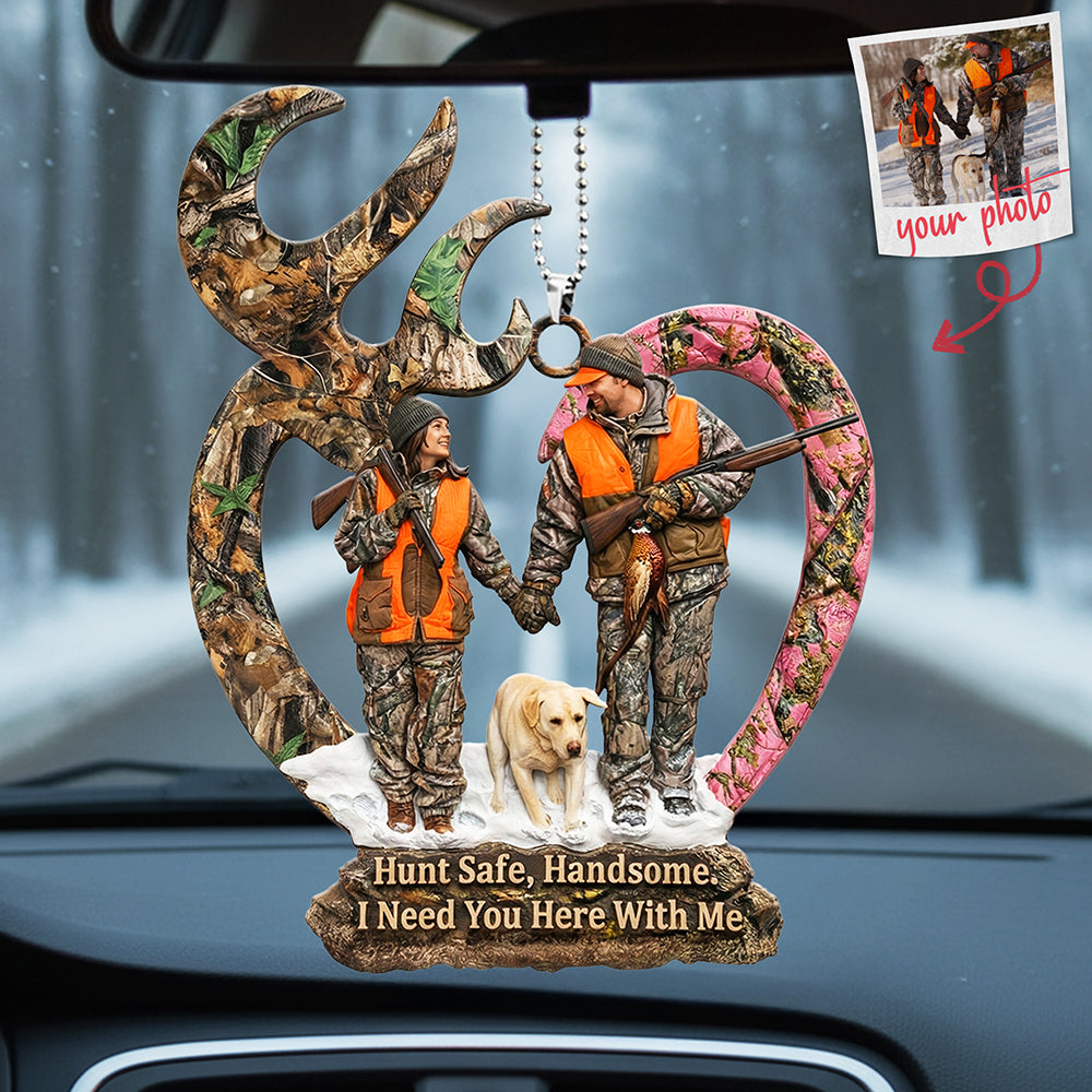 Couple Hunting Custom Photo Car Hanging Ornament - Gifts For Couple 01huta190126-Homacus