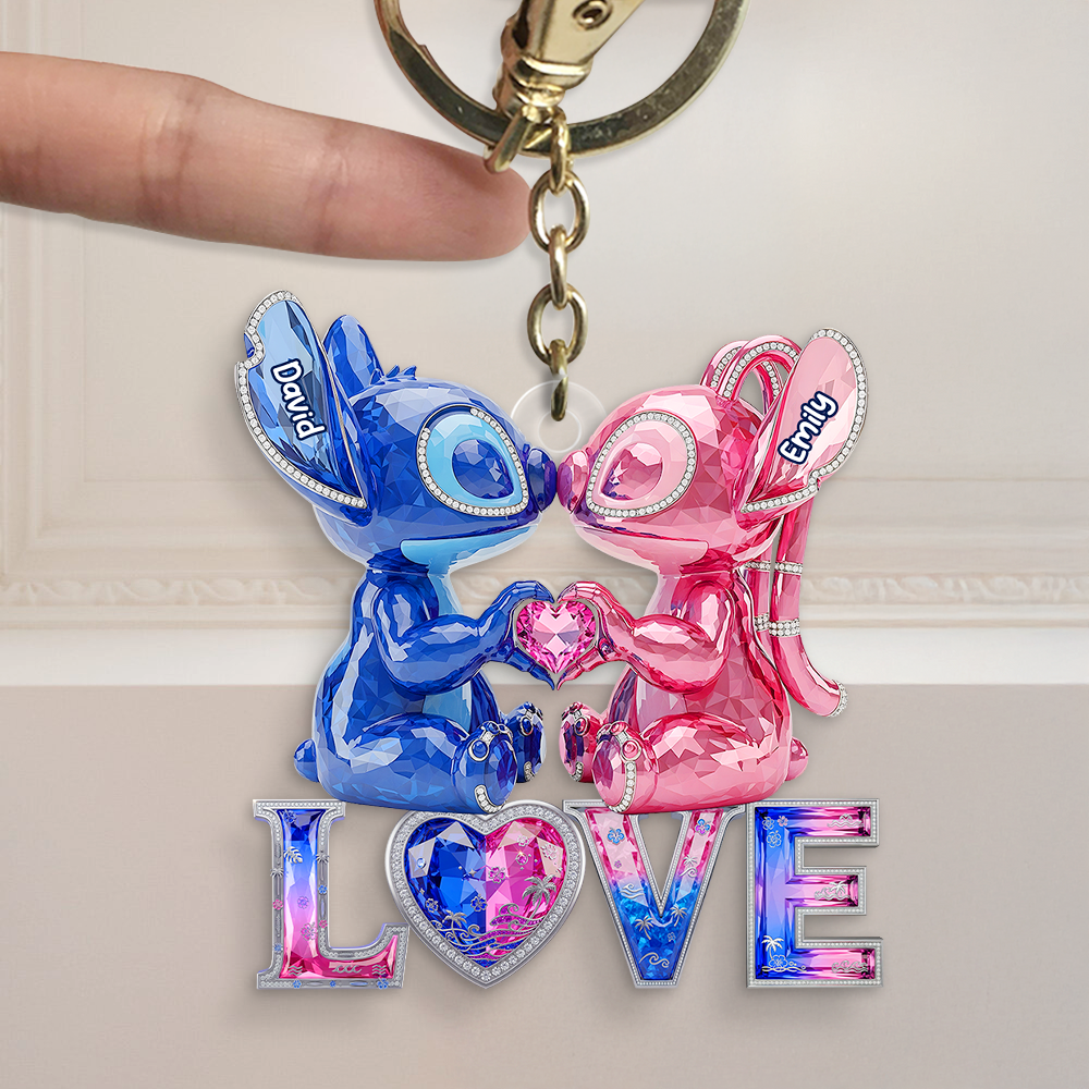 Kissing Aliens Couple Acrylic Keychain - Personalized Gifts For Couple 03OHPU020625-Homacus