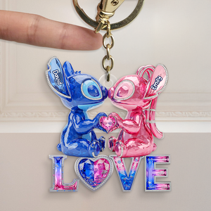 Kissing Aliens Couple Acrylic Keychain - Personalized Gifts For Couple 03OHPU020625-Homacus