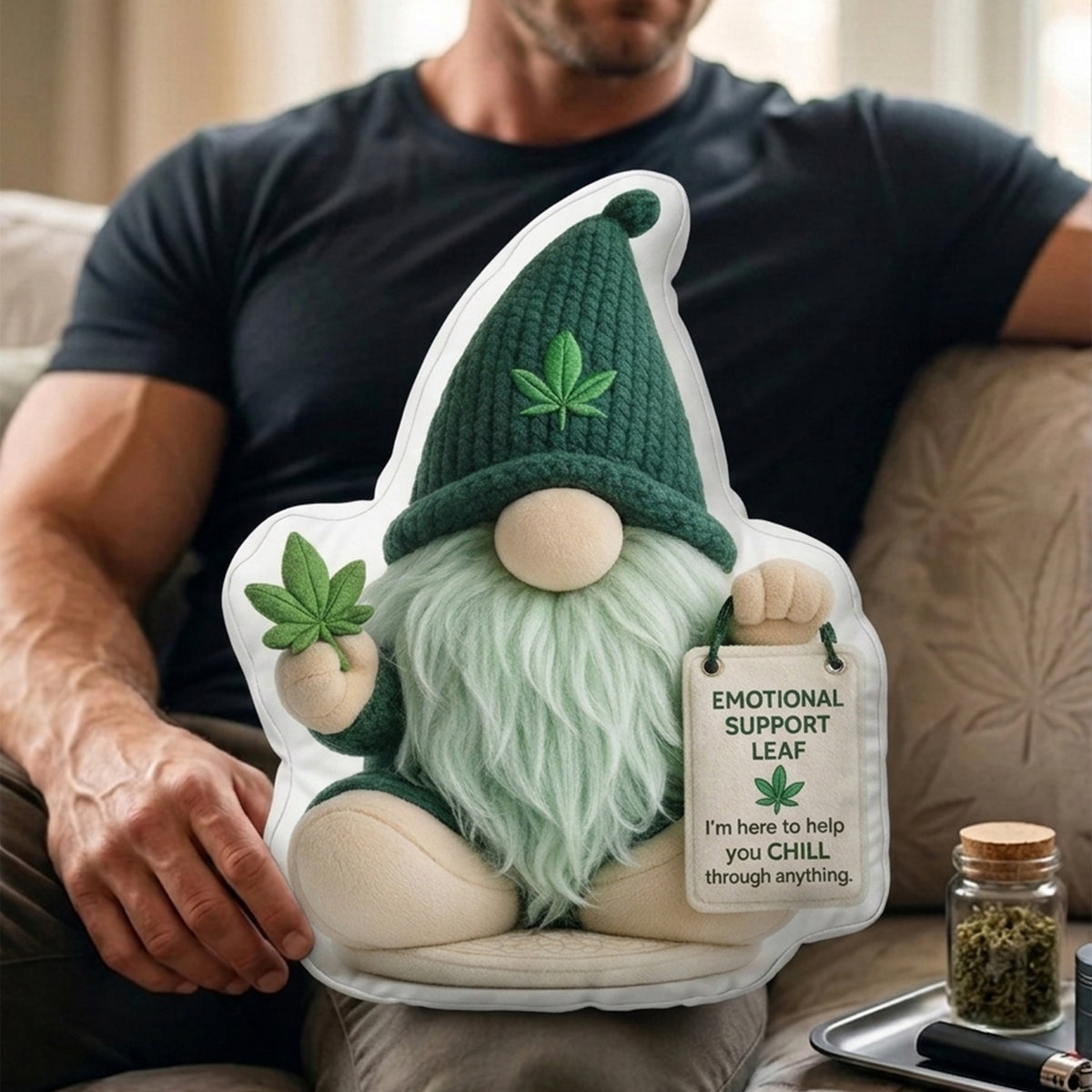 Funny Emotional Support Gnome Pillow - Personalized Gifts For Smoking Lover Pillow 03TOLU270326-Homacus