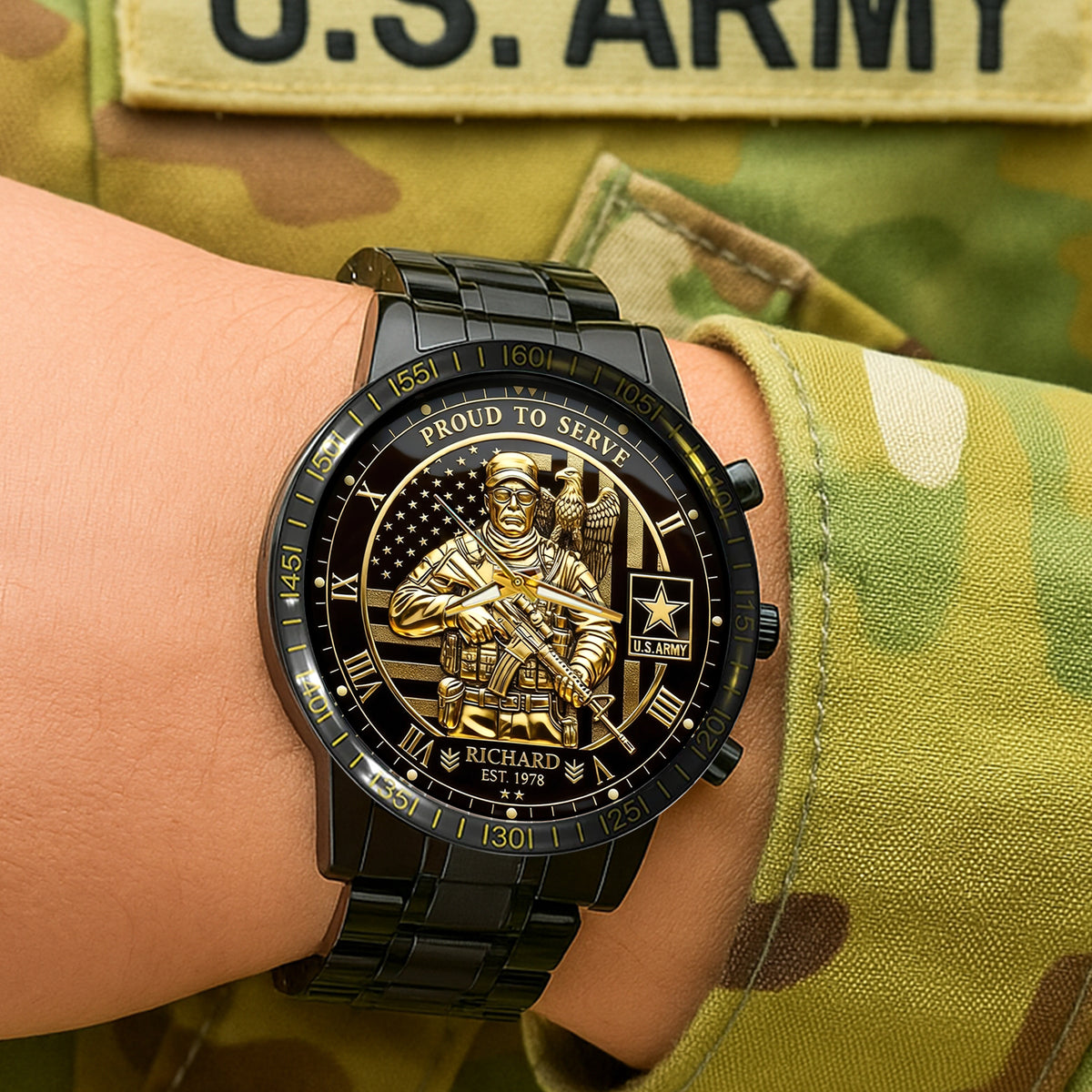 Proud To Serve Stainless Steel Men's Watch - Personalized Gifts For Veteran 01tgqn171225-Homacus