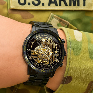 Proud To Serve Stainless Steel Men's Watch - Personalized Gifts For Veteran 01tgqn171225-Homacus