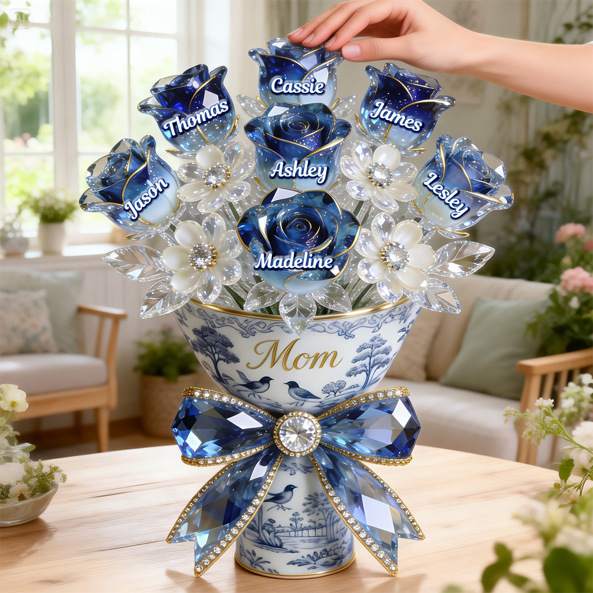 Toile de Jouy Flower Bouquet Mom Acrylic Plaque - Personalized Gifts For Mother's Day Plaque 03PGMG140326-Homacus