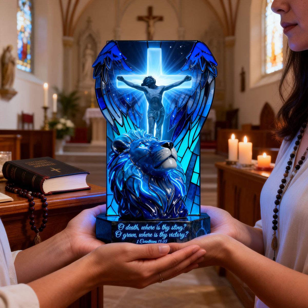 Sacred Jesus Christ & Lion Light Box, Easter Gift For Christians 05qhlu250226-Homacus