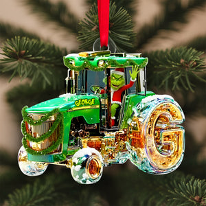 Green Tractor Initials Ornament - Personalized Christmas Gifts For Tractor Lovers 01TGLU110925-Homacus