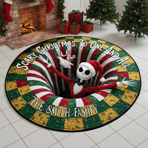 Haunted Holiday Family Round Mat - Personalized Christmas Gifts For Family 02HULU250925-Homacus