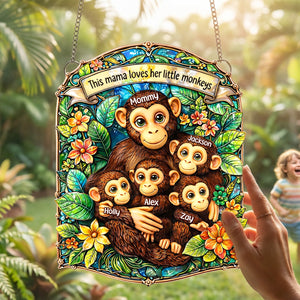 Monkey Mom Suncatcher Ornament Personalized Mother's Day Gifts 06TOMG030326-Homacus